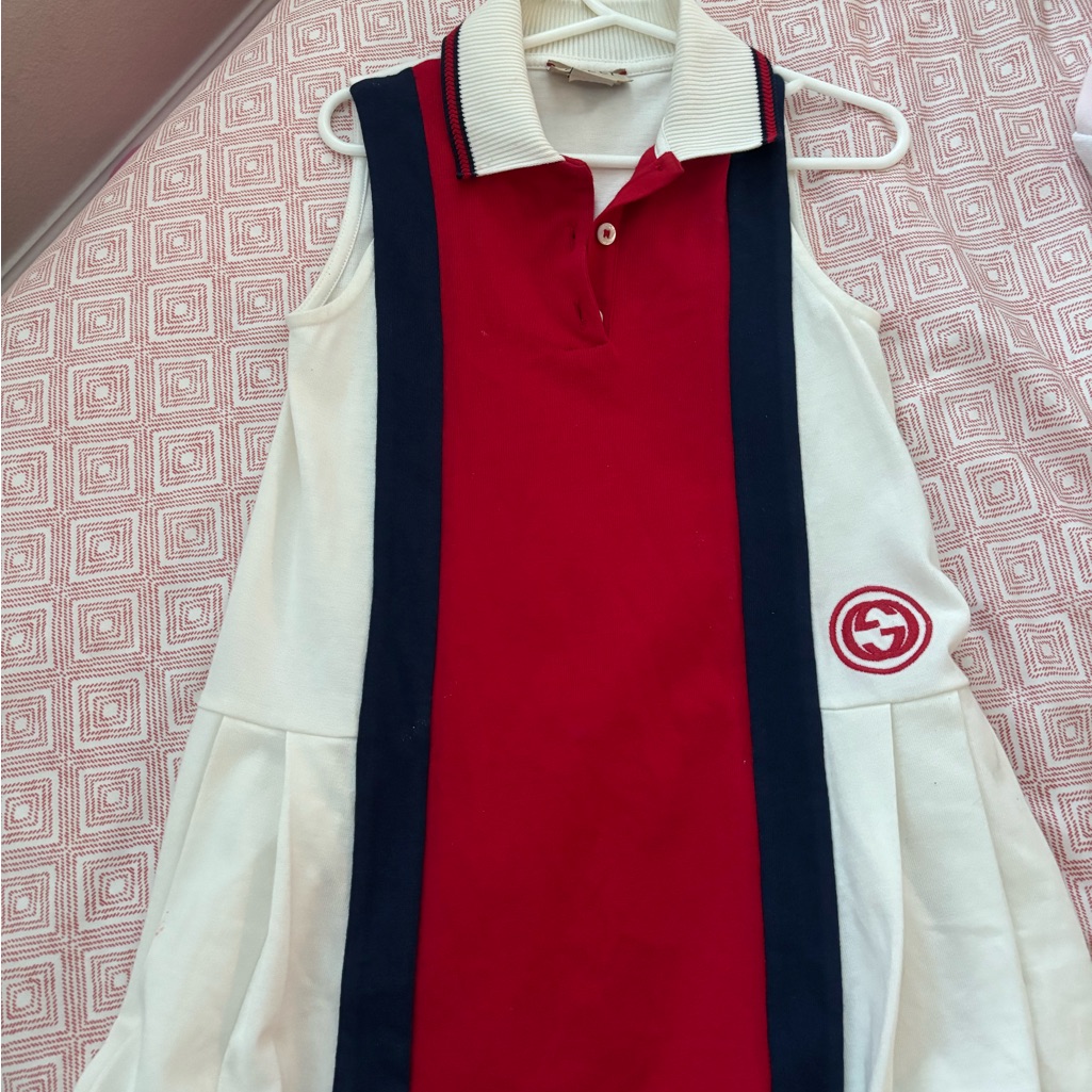 Red And White Sleeveless Gucci Polo Dress